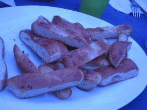 a plate of bread sticks