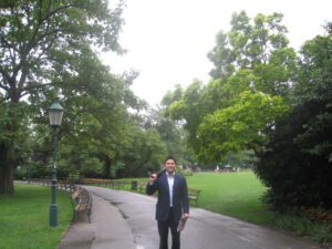 a man standing in a park