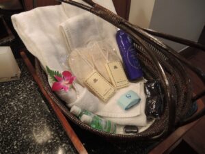 a basket with items in it