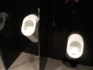 a urinals in a public bathroom