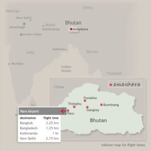 a map of bhutan with a destination