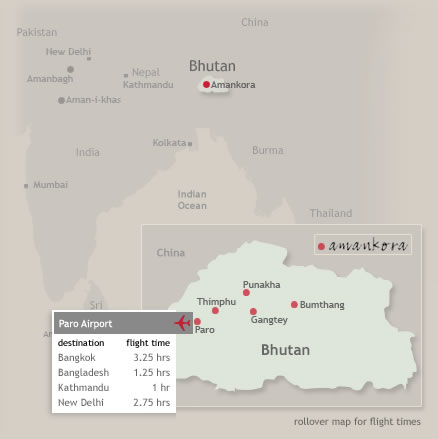 a map of bhutan with a destination