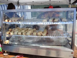 a tray of pastries on a counter