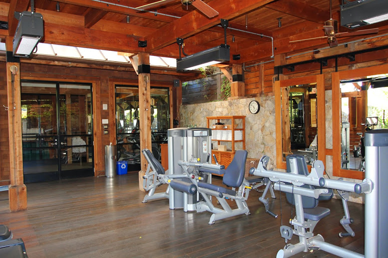 a room with gym equipment