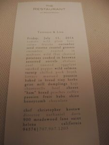 a menu with text on it