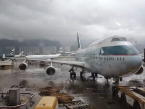 a large airplane on a runway