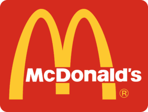a red and yellow logo