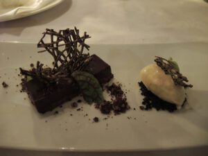a plate of desserts on a table