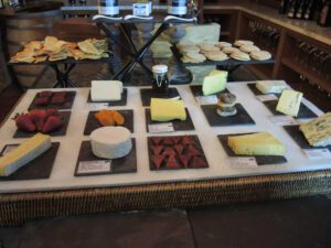 a table with different types of cheese