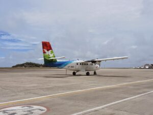 a plane on the runway