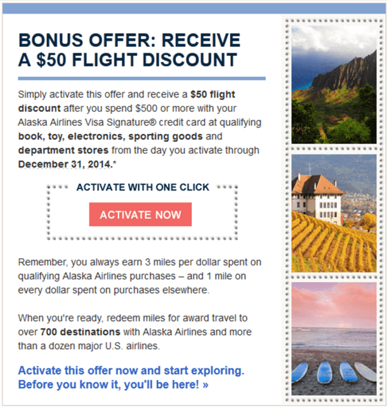 Alaska Airlines Credit Card Bonus Offer: $50 Flight Discount