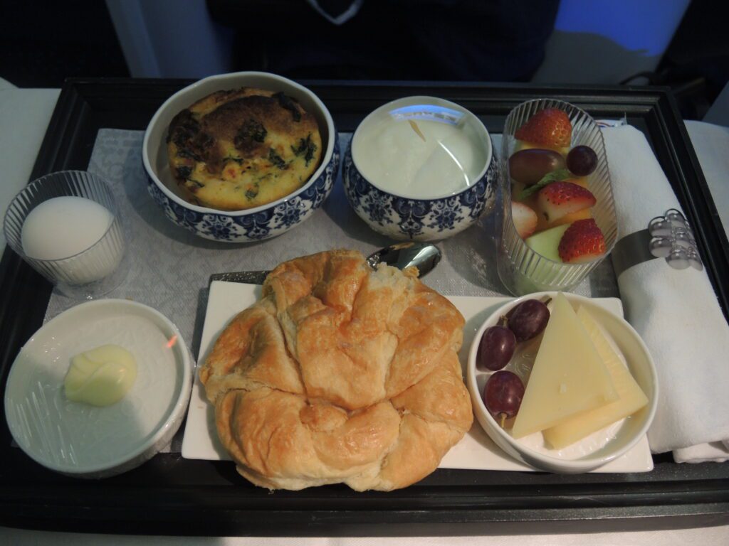 KLM Business Class breakfast