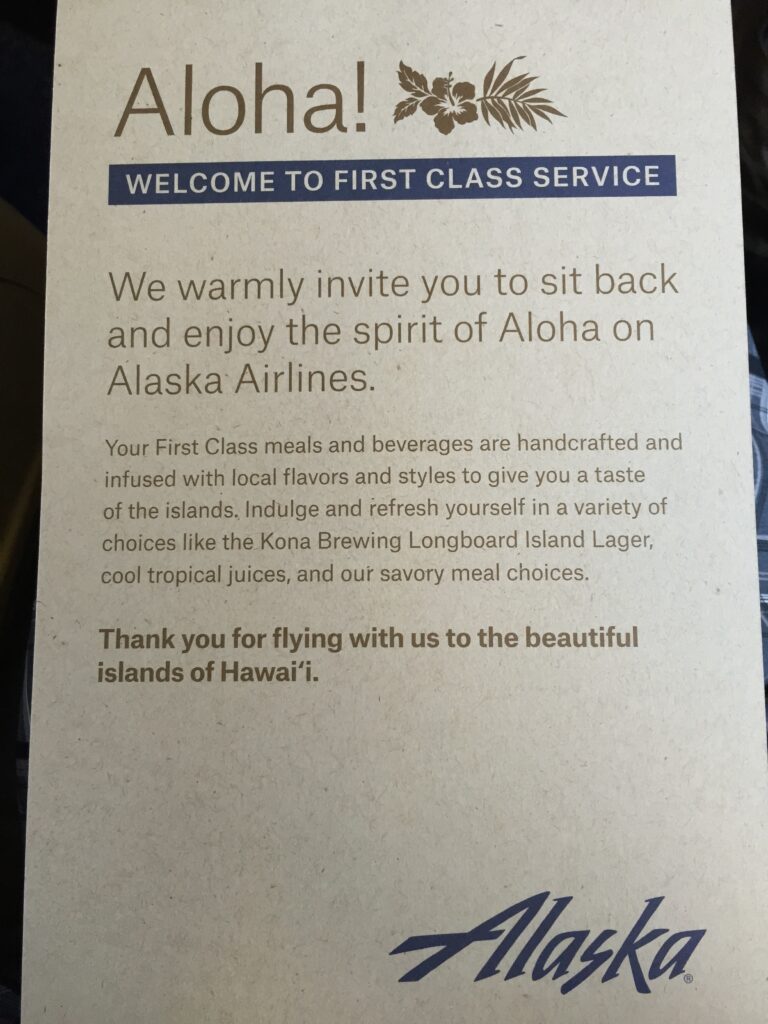 alaska airlines first class menu