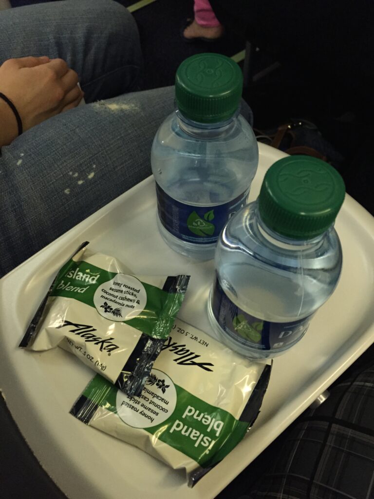 alaska airlines first class water and nuts
