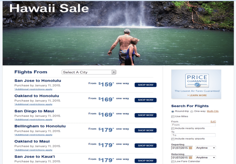 Alaska Airlines Sale Fares To Hawaii