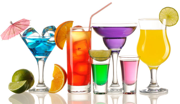 a group of colorful drinks