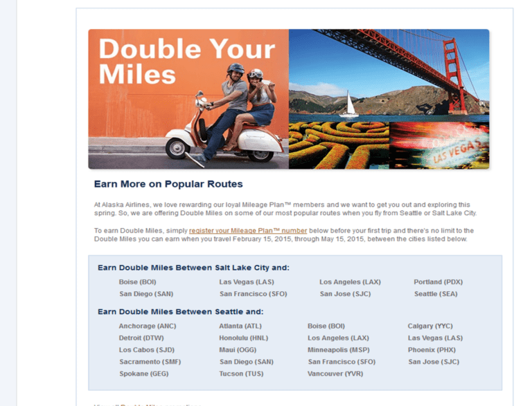 Alaska Airlines Double Miles For Seattle And Salt Lake City
