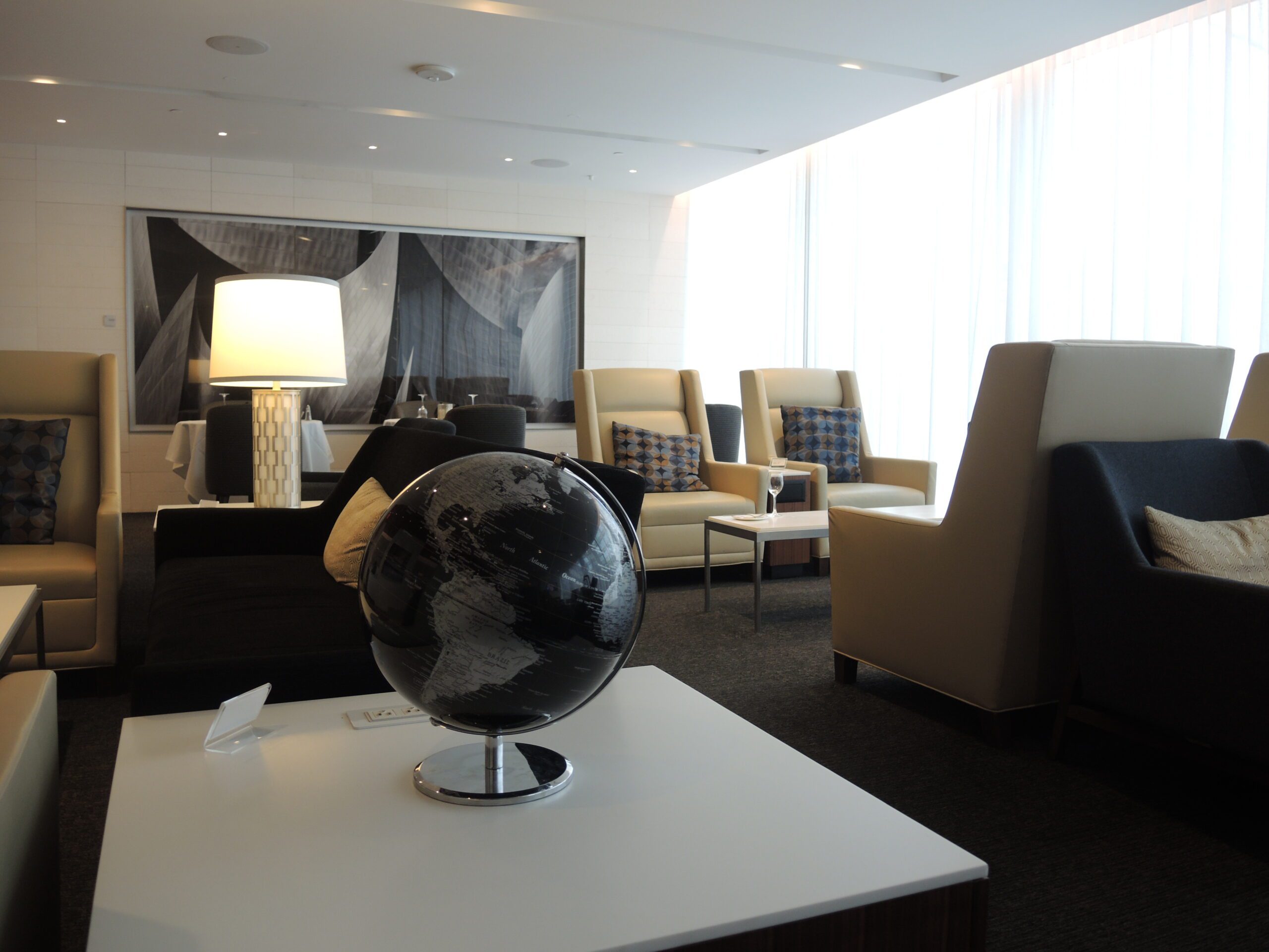 a globe on a table in a room