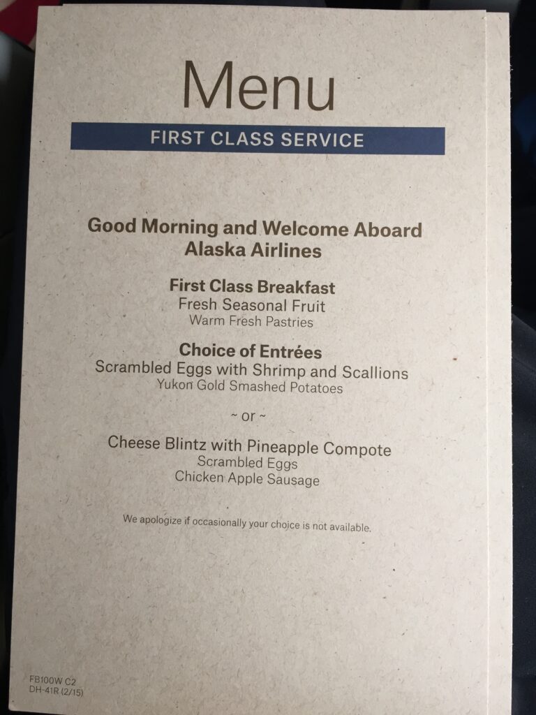 alaska airlines sjc ogg breakfast menu