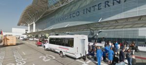 a bus parked outside of a building