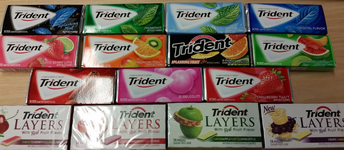 a group of different colored packages