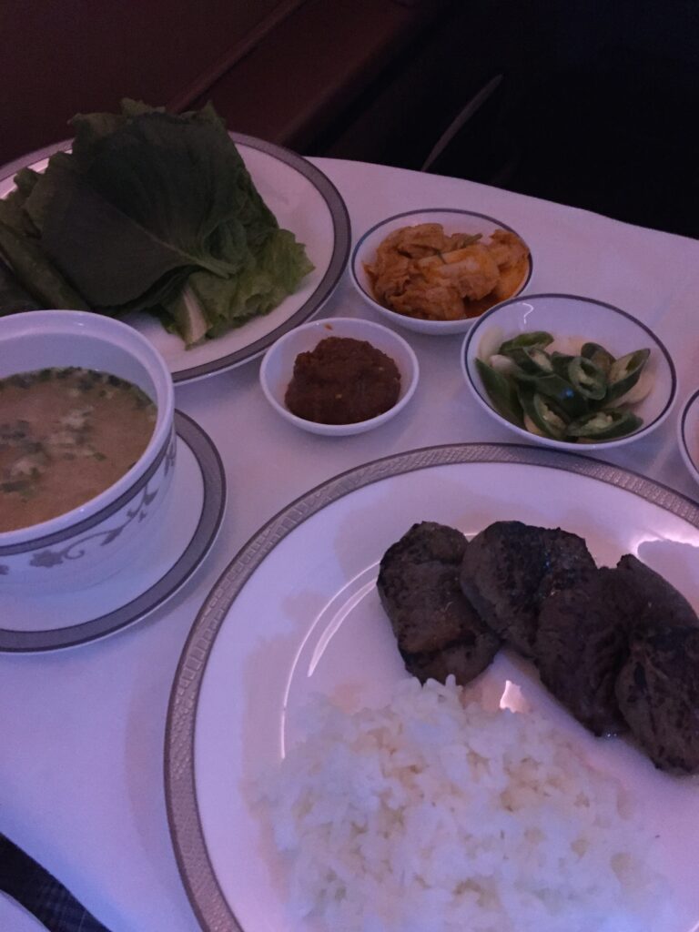 singapore airlines first class icn beef dish