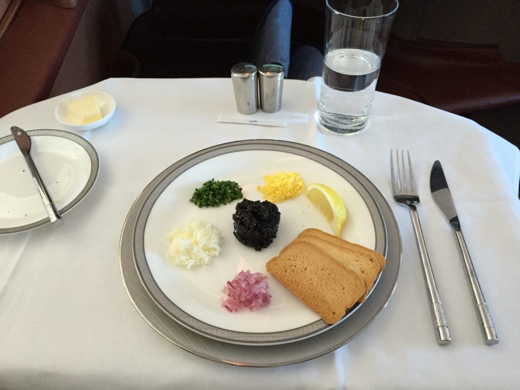singapore airlines first class sfo table caviar