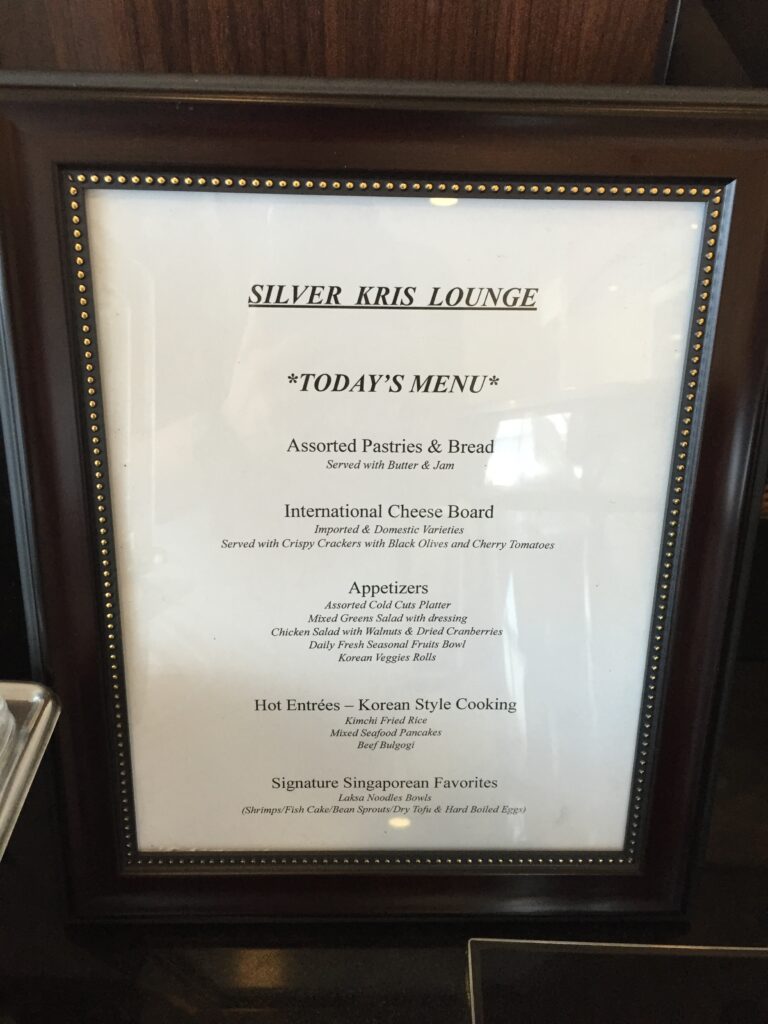 singapore silverkris lounge sfo menu