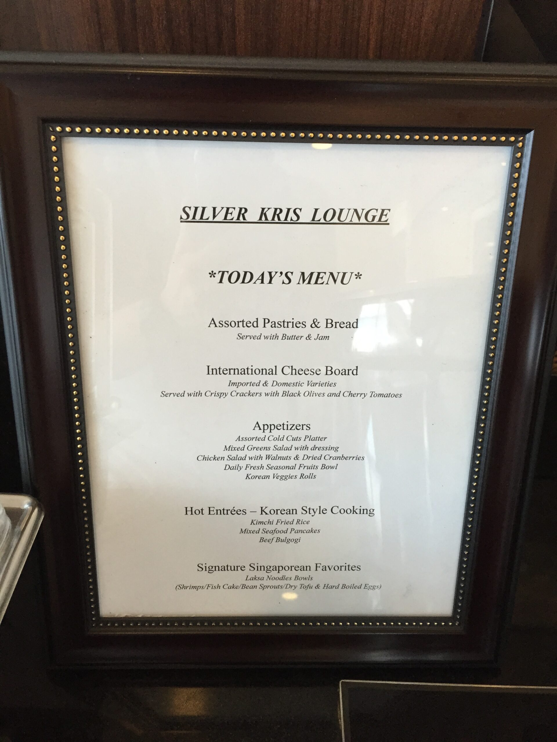 singapore silverkris lounge sfo menu Hungry for Points
