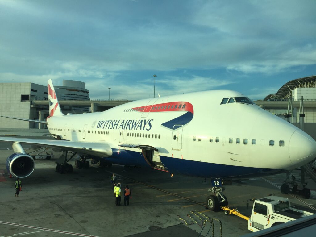 british airways business class sfo lhr 747 exterior