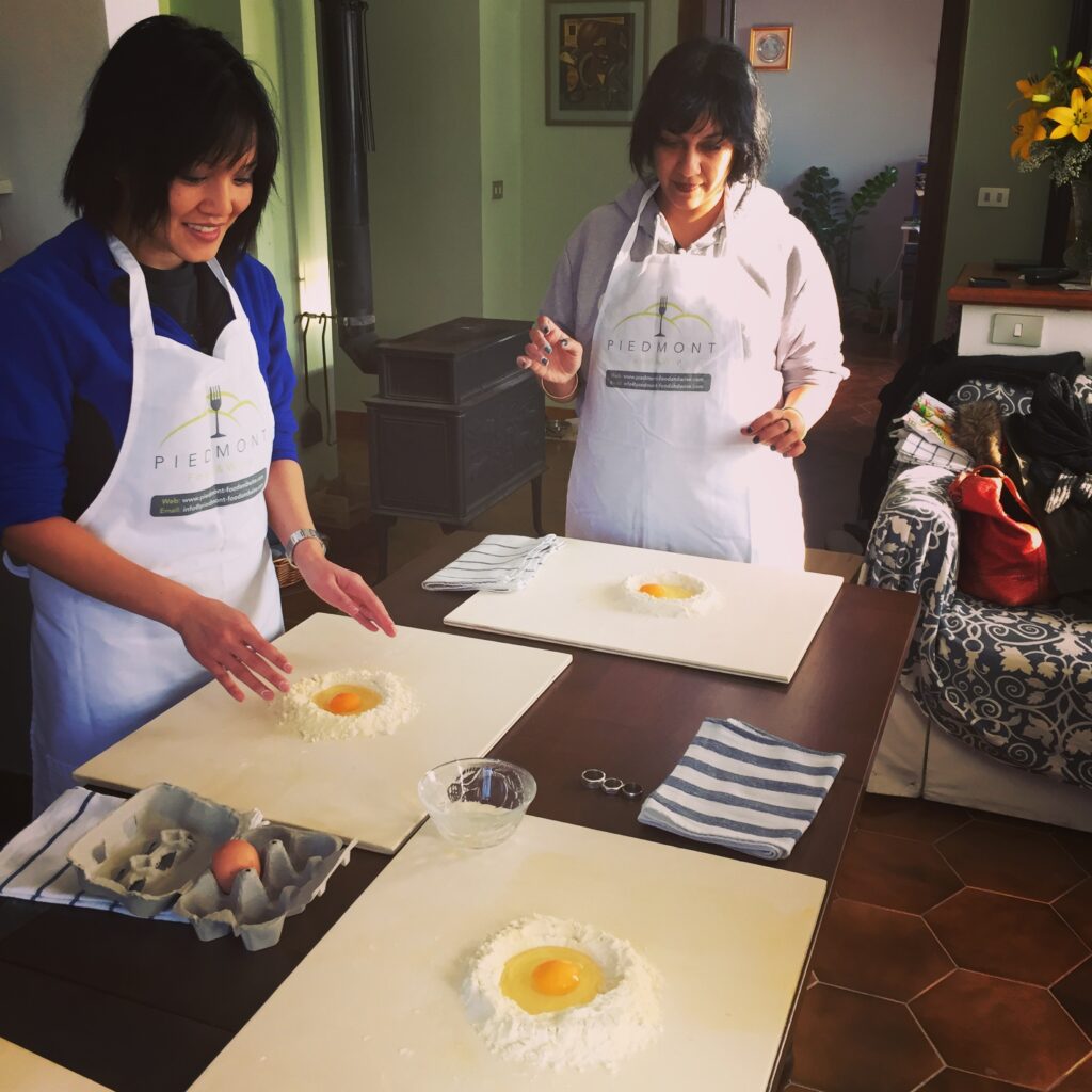 piedmont food & wine tour making tajarin pasta