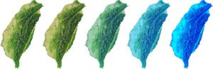 a group of land with different colors