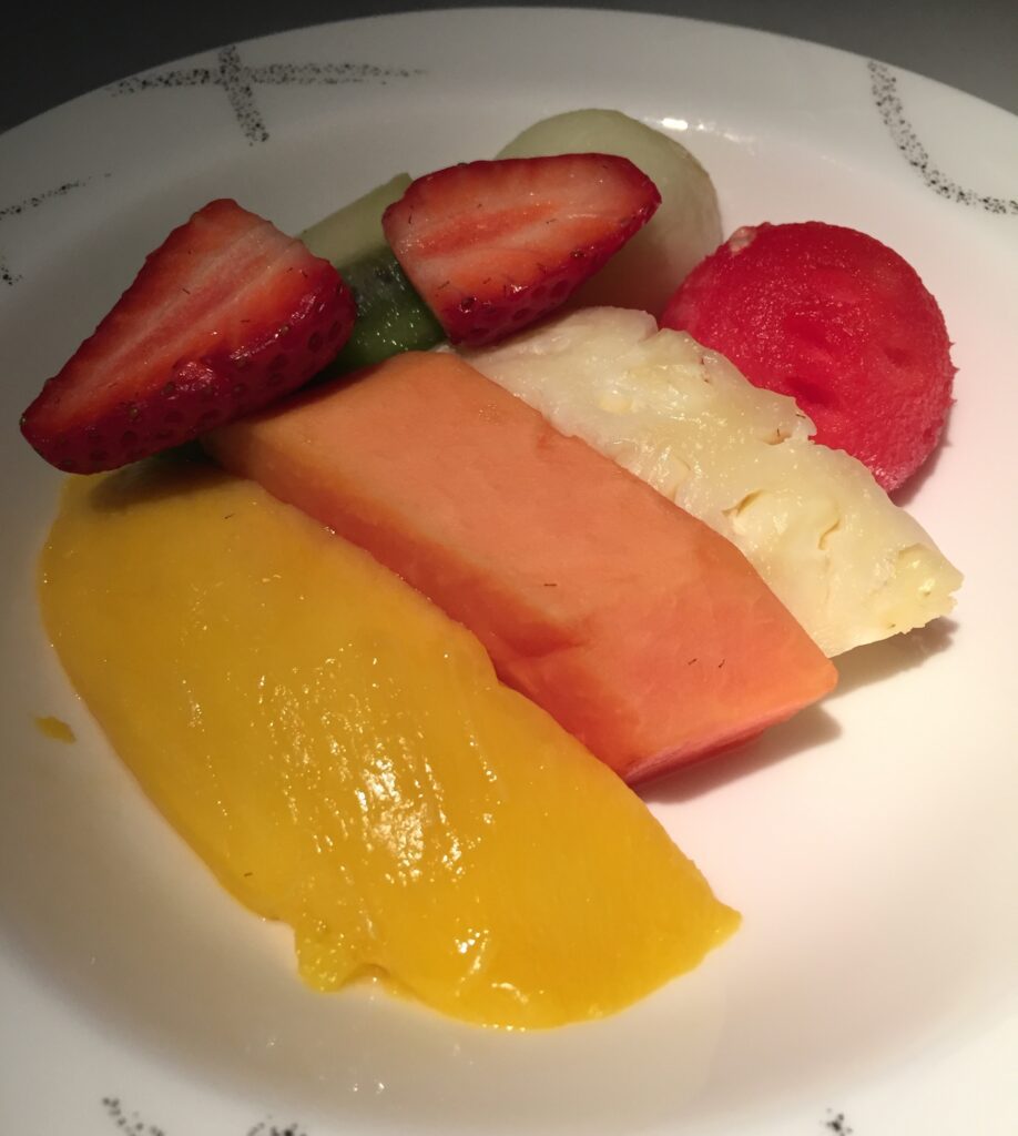 cathay pacific first class hong kong to new york fruit plate