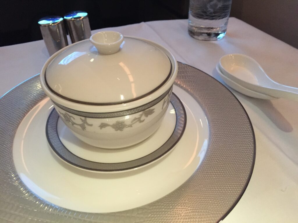 singapore airlines first class san francisco to hong kong soup
