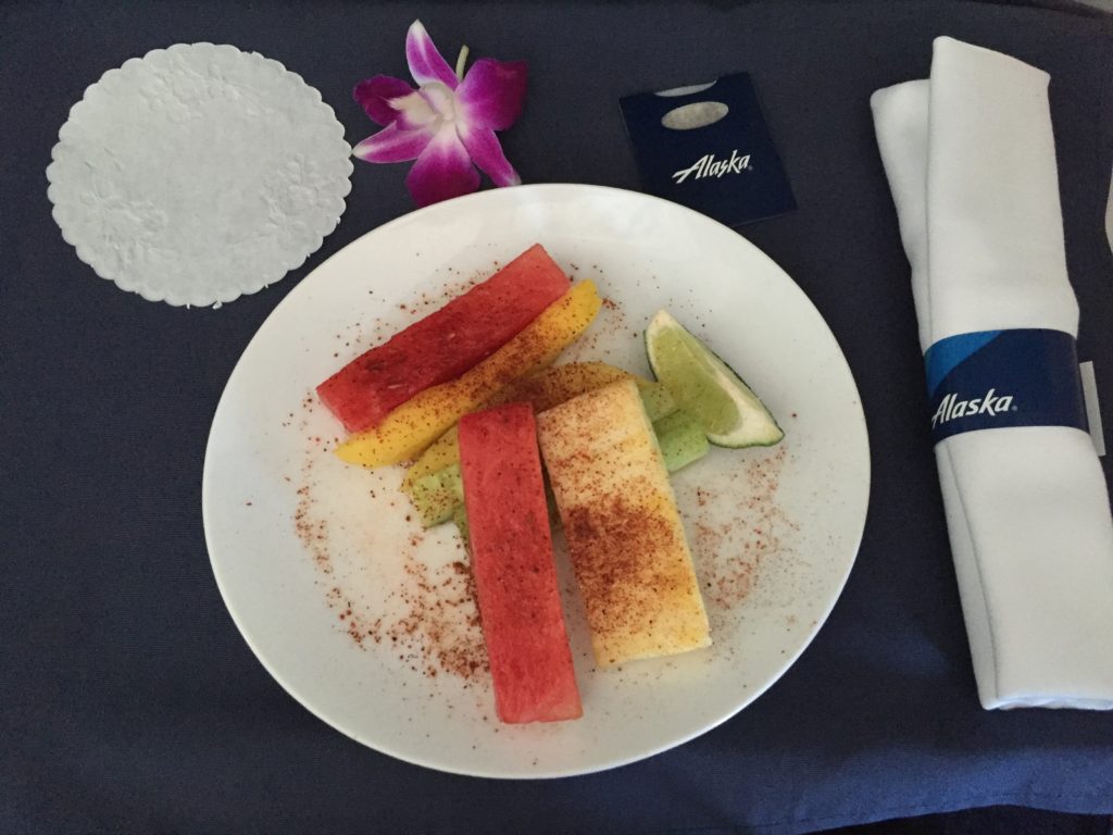 alaska airlines first class oakland maui fruit plate