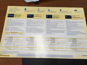 a yellow and white card with black writing on it