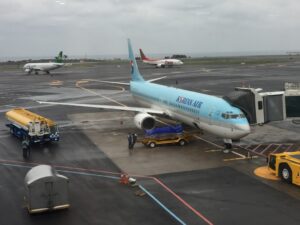 a plane on the runway