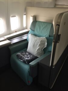 a seat in an airplane