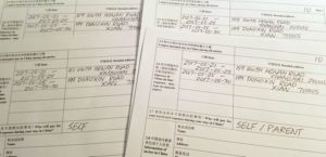a group of papers with writing on them